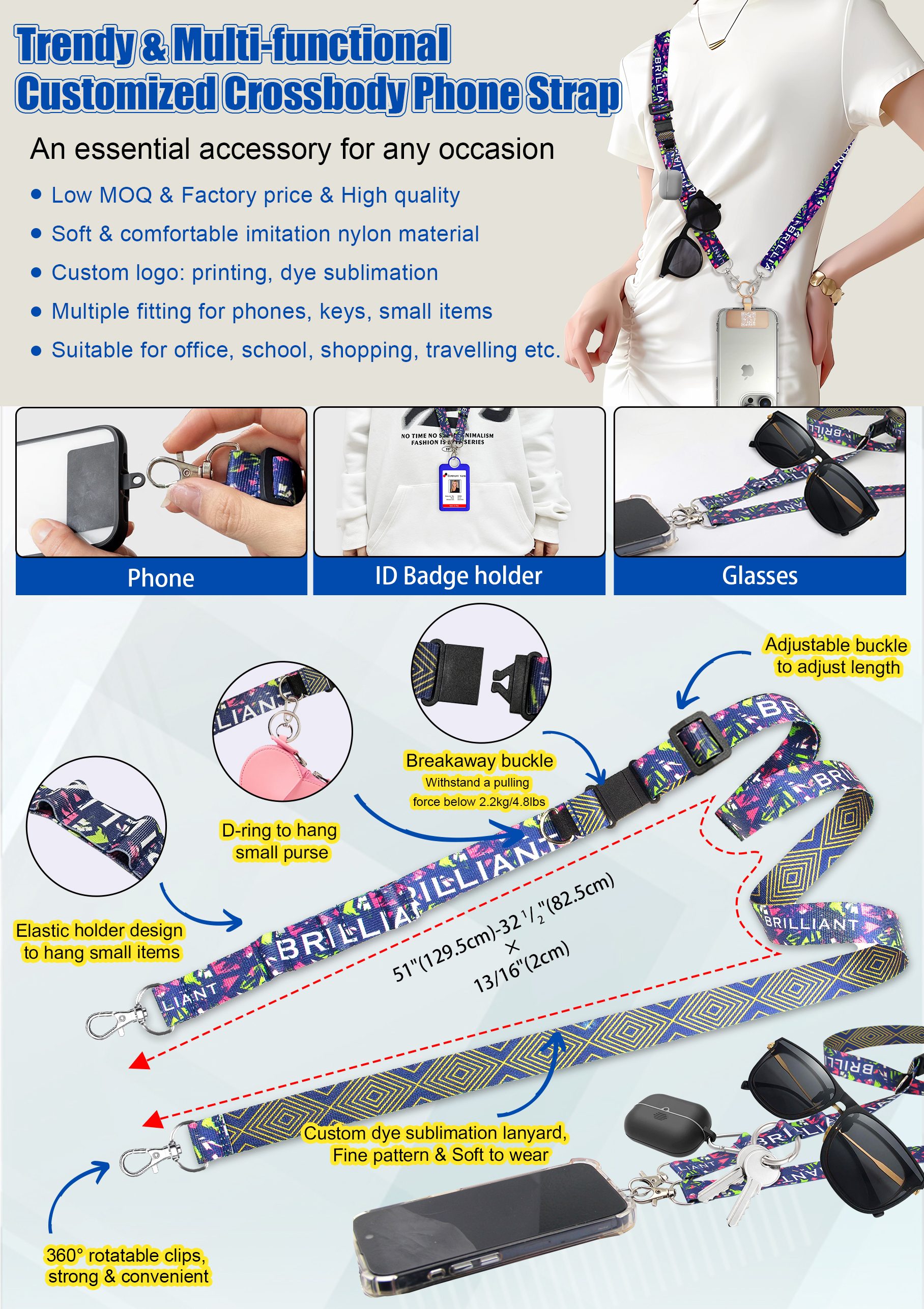 Trendy & Multi-functional Customized Crossbody Phone Strap